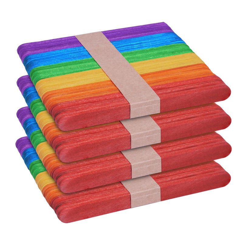 KTOJOY 200 Pcs Colored Wooden Craft Sticks Wooden Popsicle Colored Craft Sticks 4.5 inch Length Treat Sticks Ice Pop Sticks for DIY Craftsï¼ŒHome Art Projects, Classroom Art Supplies - Image 1